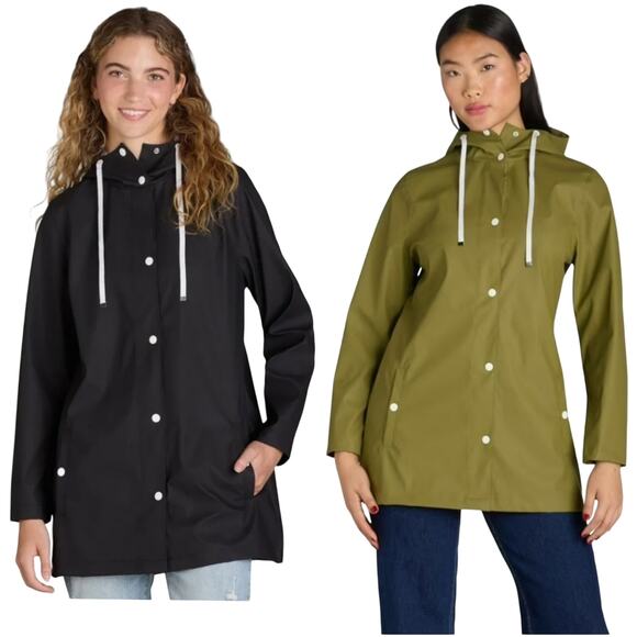BIG CHILL WATER RESISTANT RAIN COAT WOMEN'S XL BLACK OR OLIVE GREEN SOFT & COMFY - Picture 1 of 12